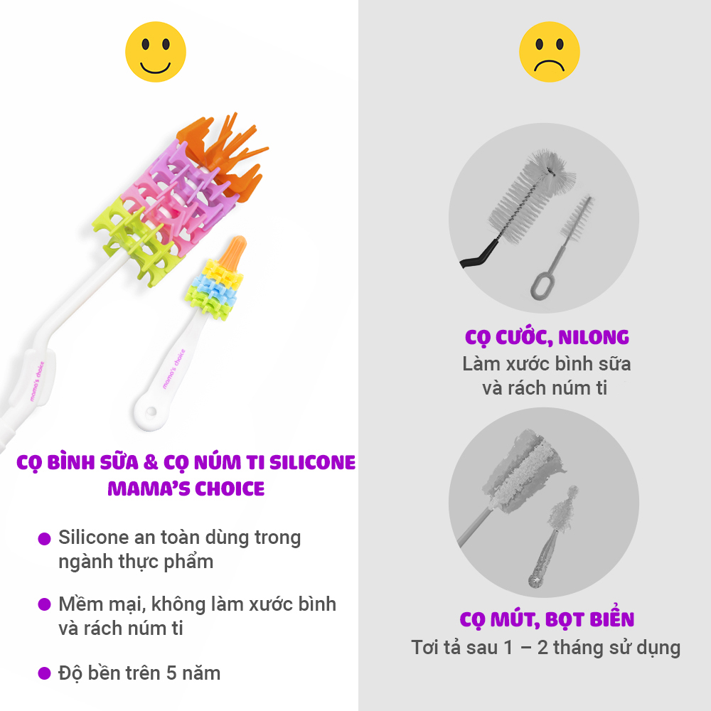 Combo Vệ Sinh Bình Sữa Núm Ti Mama's Choice, Trọn Bộ Vệ Sinh Phụ Kiện Hút Sữa, An Toàn Cho Mẹ Và Bé