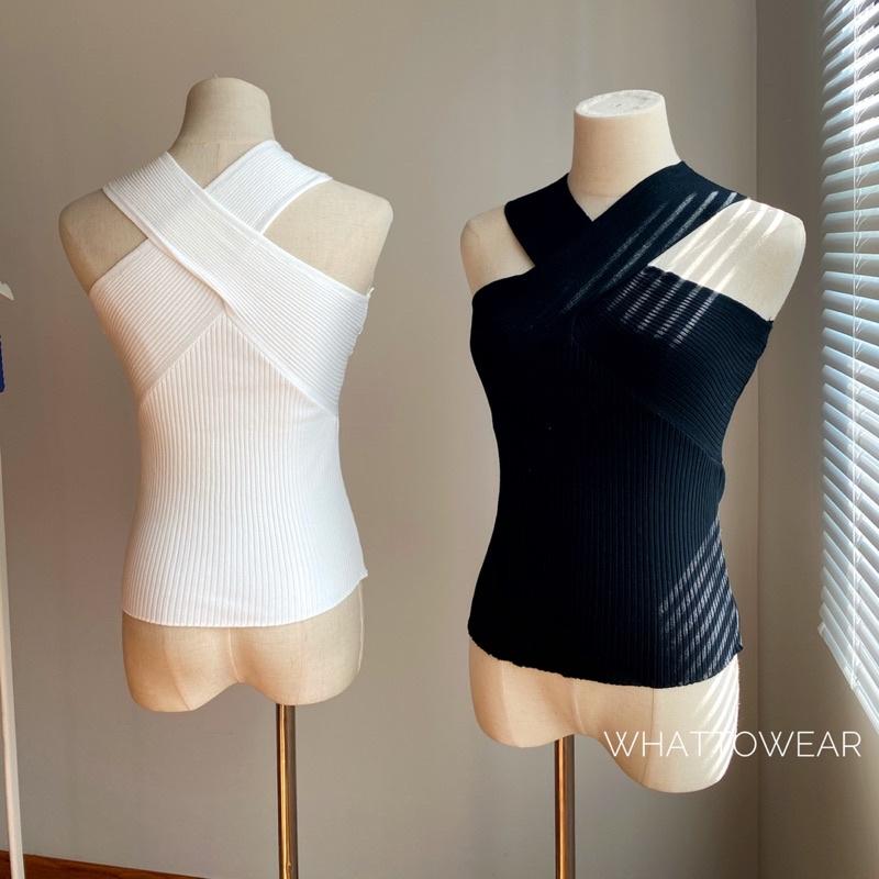 Áo yếm len cổ chéo