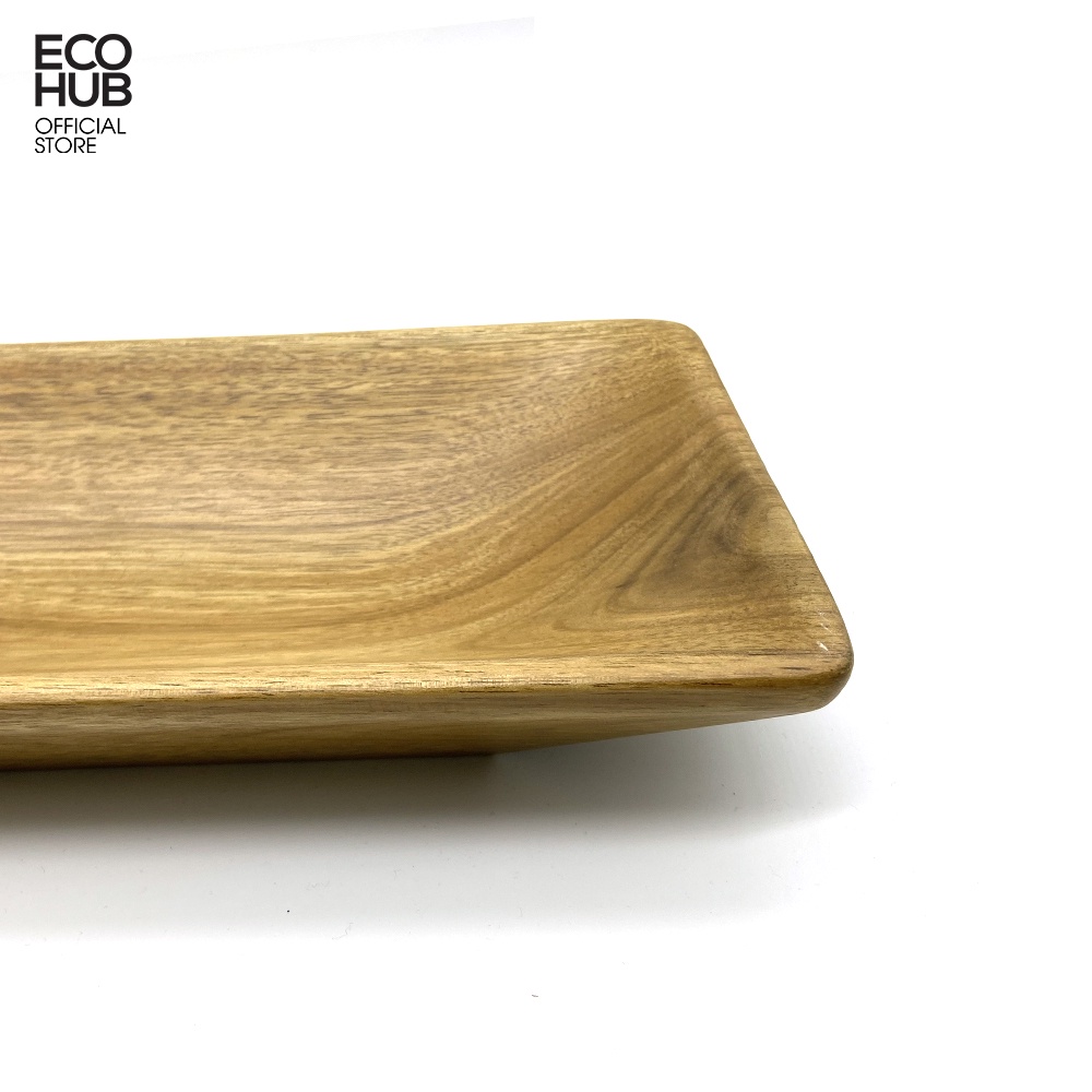 Khay gỗ, Đĩa gỗ keo Decor ECOHUB, Gỗ nguyên khối dành cho nhà hàng (40x16cm)
