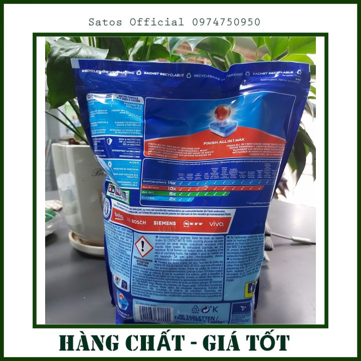 Viên rửa bát Finish all in 1 max 85 viên, 10 tác dụng, hương chanh. Hàng chuẩn, date mới