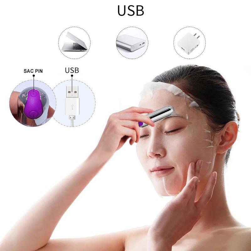 Máy massage mặt mini cầm tay 10 chế độ - Máy chống đau mỏi cơ cao cấp sạc USB loại bỏ quầng thâm mắt giảm mỏi mắt tốt