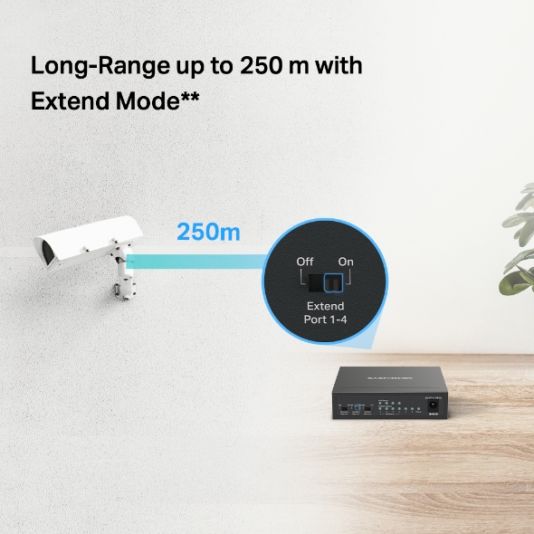 Bộ Switch Chia Mạng Mercusys MS106LP 6 Cổng 10/100Mbps với 4 Cổng PoE+ - Hàng Chính Hãng