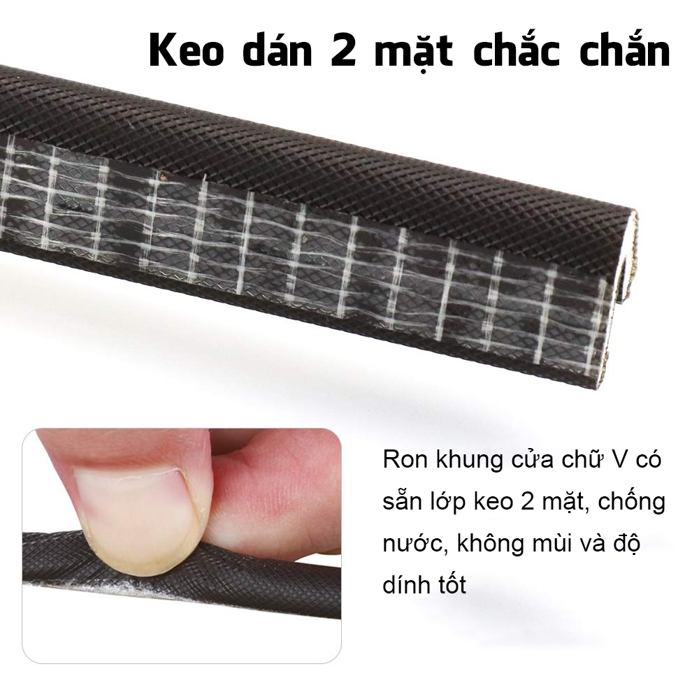 1 Mét Ron Chữ V Lấp Kín Che Khe Hở Khung Cửa Chống Ồn Thoát Hơi Cách Âm Ngăn Bụi Côn Trùng Giảm Chấn Legaxi