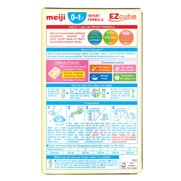 Sữa bột Meiji Infant Formula Ezcube hộp 432g