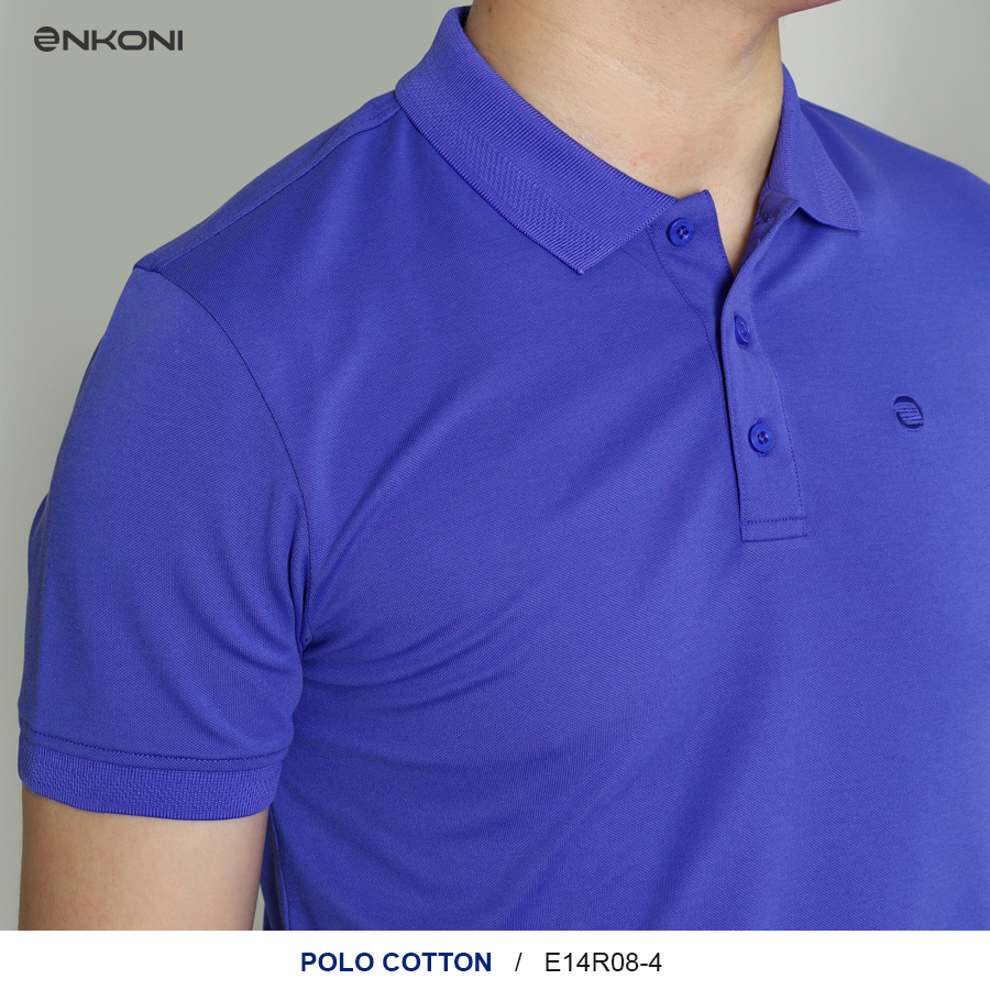 Hình ảnh Áo Polo Nam Enkoni Vải Cotton Thoáng Mát Xanh Tím