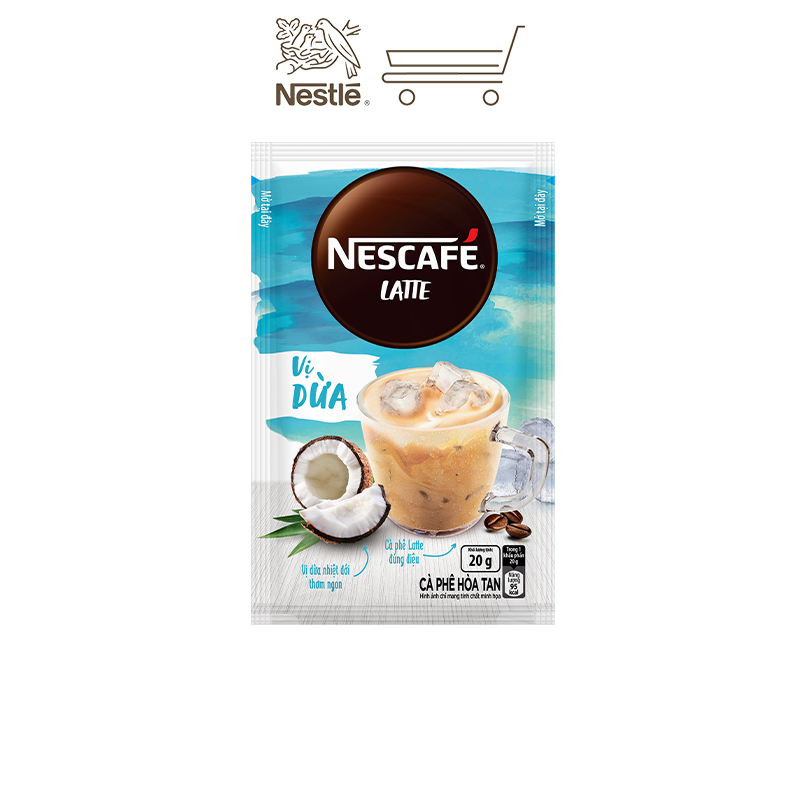 Combo 2 cà phê hòa tan NESCAFÉ Latte Vị Dừa (Hộp 10 gói x 20g)