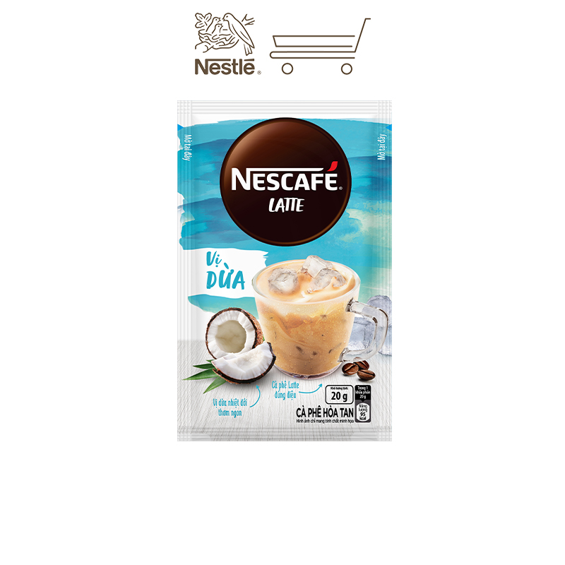 Combo 3 cà phê hòa tan NESCAFÉ Latte Vị Dừa (Hộp 10 gói x 20g)