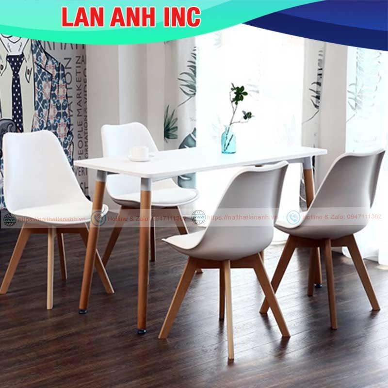 Ghế nhựa quán cafe văn phòng đẹp chân gỗ tựa lưng cao nệm lót simili giá rẻ eames LAGN33