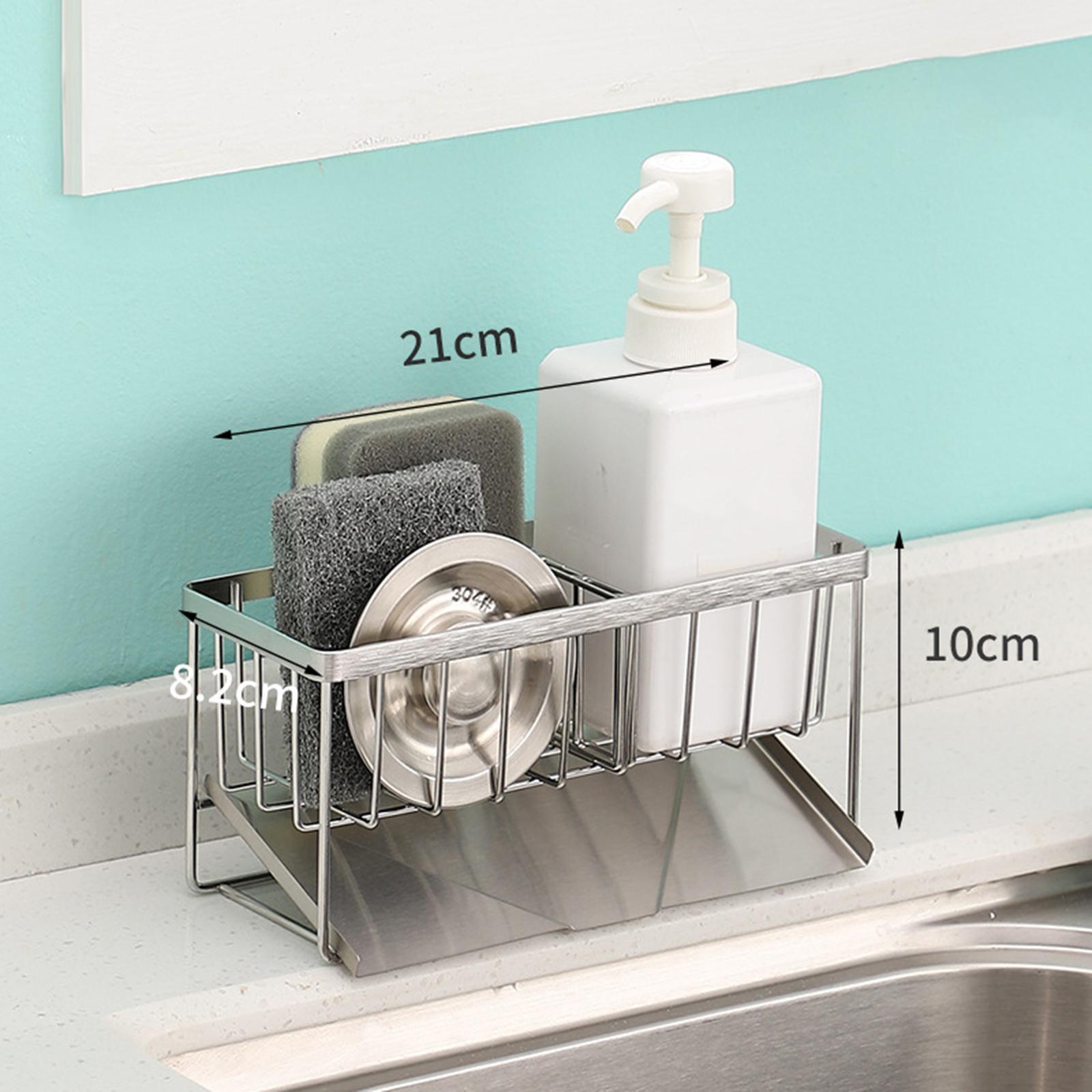 Sponge Holder Kitchen Sink Caddy Organizer,Kitchen Soap Dispenser Caddy Organizer with  Tray, Sink Rack for Holding Sponge and Towel