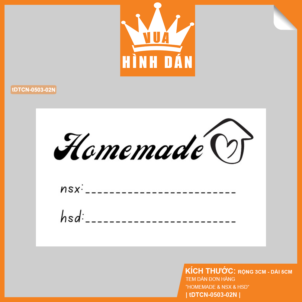 Set 50/100 nhãn dán HOMEMADE kèm NGÀY SẢN XUẤT NSX, HẠN SỬ DỤNG HSD - tem thank you dán gói hàng, hộp, túi sản phẩm dành cho shop