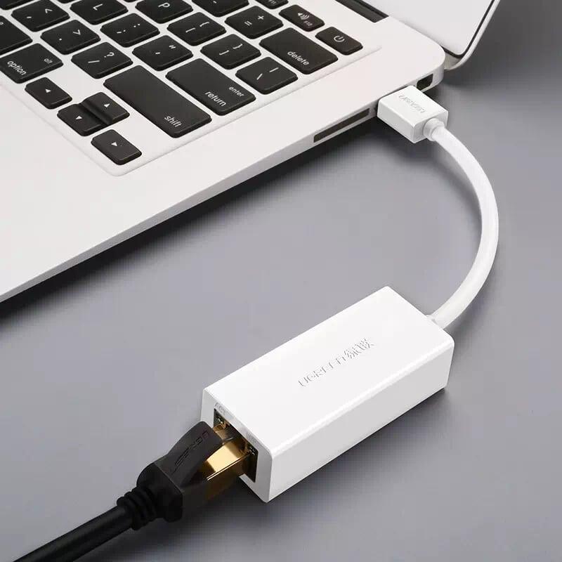 Ugreen UG20253CR110TK 10CM màu Trắng Cáp chuyển đổi USB 2.0 sang cổng LAN RJ45 tốc độ 100Mbps vỏ nhựa - HÀNG CHÍNH HÃNG