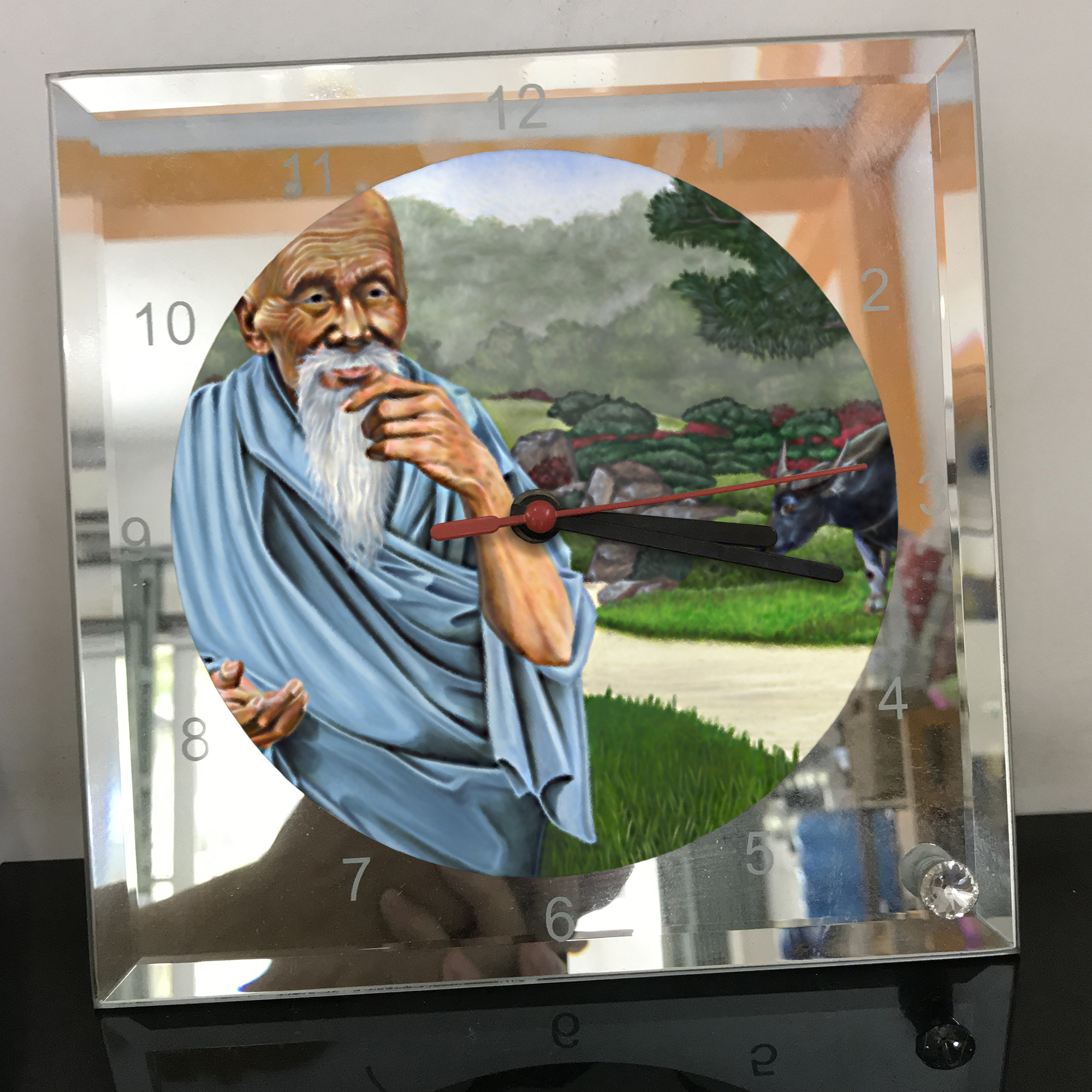 Đồng hồ thủy tinh vuông 20x20 in hình Buddhism - đạo phật (35) . Đồng hồ thủy tinh để bàn trang trí đẹp chủ đề tôn giáo