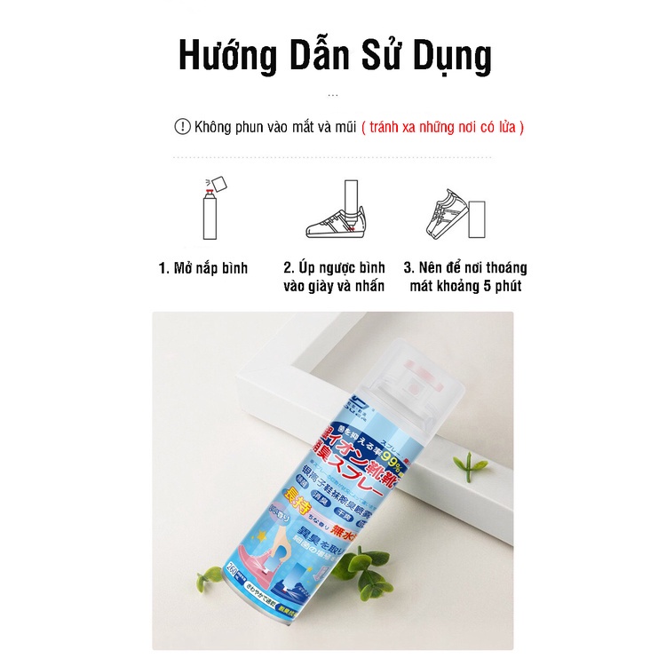 Bình Xịt Khử Mùi Hôi Chân + Hôi Giày Nhật Bản -Hạn Chế MỒ HÔi CHÂN-Duyệt Khuẩn- Mát Lạnh- Hương Thêm Giữ Cực Lâu Dài