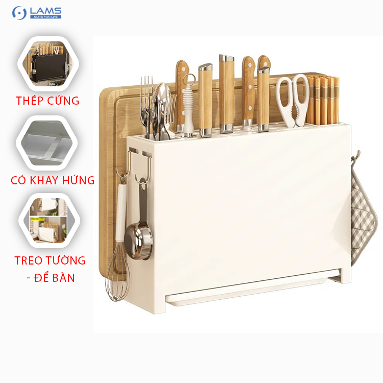 Giá để dao đũa thớt, kệ để dao thớt đũa kéo nhà bếp LAMS 2 màu đen, trắng