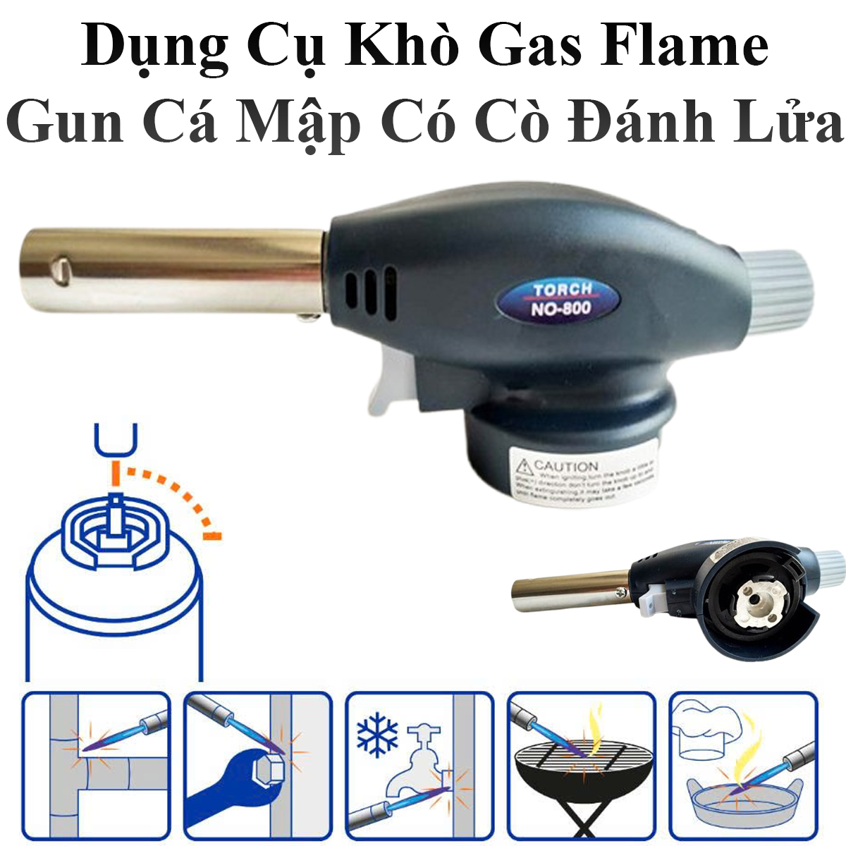 Dụng Cụ Khò Gas Flame Gun Cá Mập Có Cò Đánh Lửa Đa Năng
