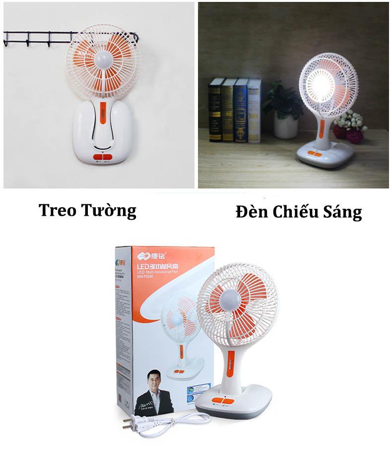 Quạt tích điện ông tây 2 in 1 KM-F0166 kiêm đèn Led gấp gọn đa năng - GDHN Loại Tốt