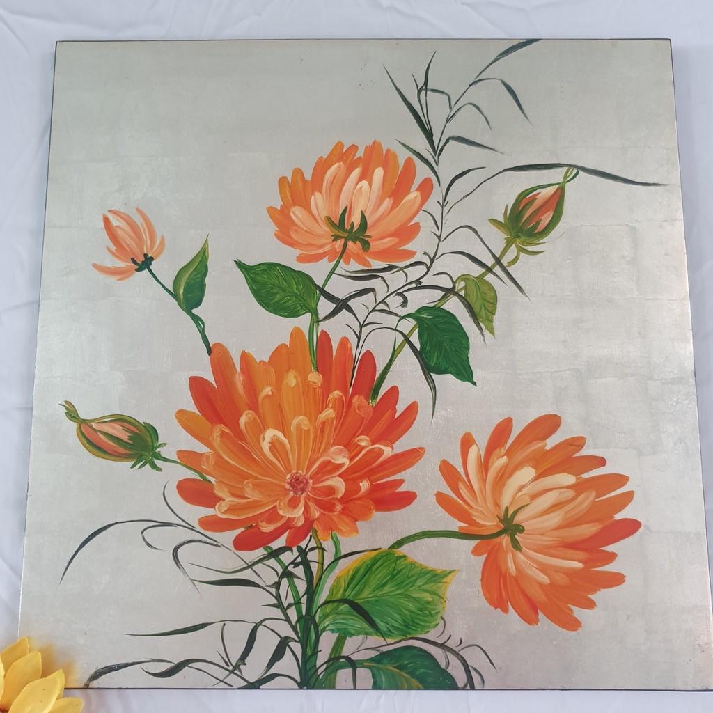 Tranh sơn mài Hoa hàng xuất khẩu 40x40 cm trang trí nhà cửa, làm quà tặng ý nghĩa