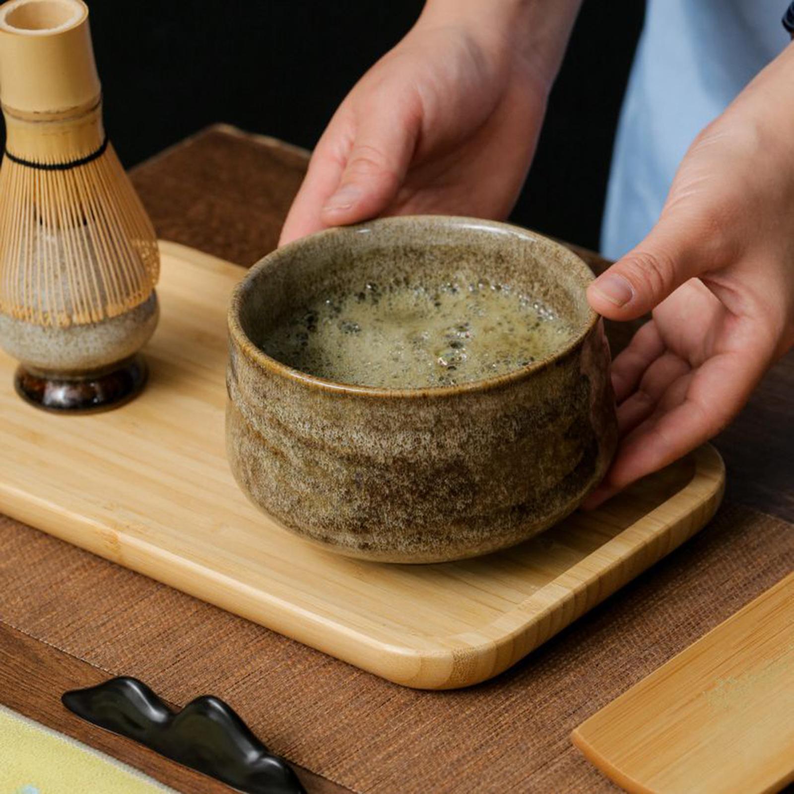 Ceramic Matcha Bowls with Whisk Holder for Table Home Traditional Ceremonial