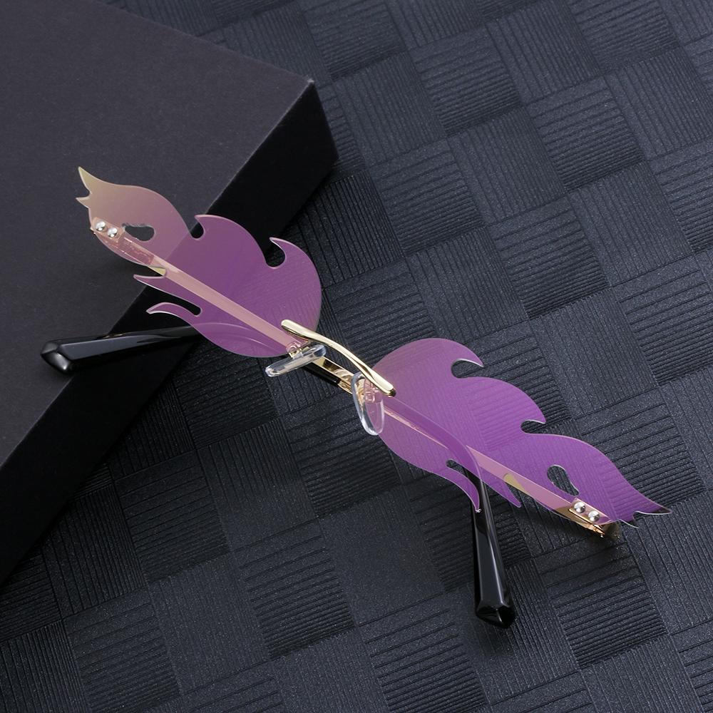 Thời Trang Lửa Ngọn Lửa Kính Mát Nam Nữ Không Gọng Sóng Kính Chống Nắng UV 400 Kính Mắt Cao Cấp Hẹp Kính Mát Đi Xe Đạp Phụ Kiện Color: Silver
