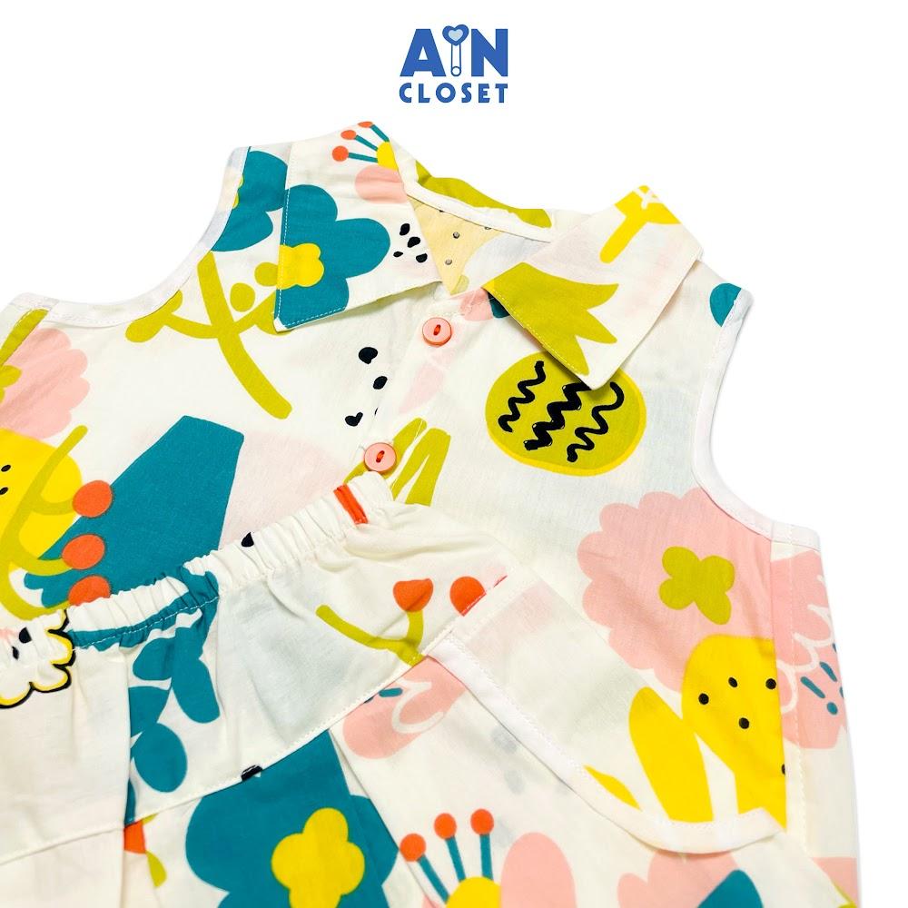 Hình ảnh Bộ quần áo ngắn bé gái họa tiết Hoa lá quần váy cotton - AICDME8HKSQN - AIN Closet