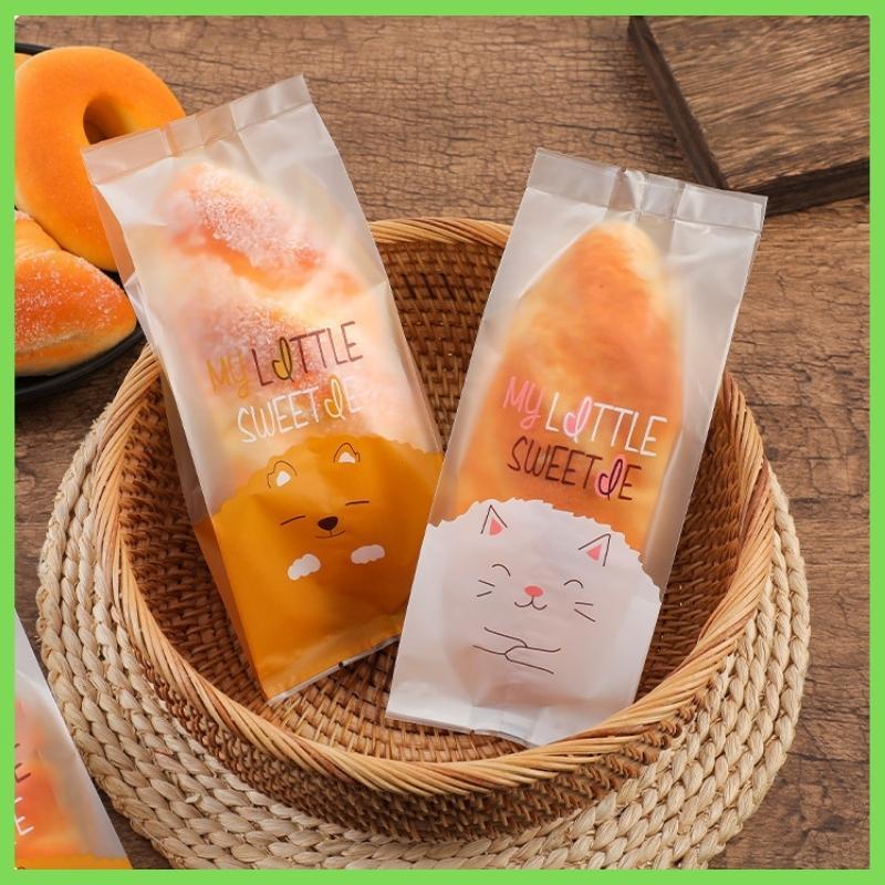 Túi Đựng Bánh Quy Bánh Mì Snack Bánh Dứa Trong Suốt Hoa Văn Mèo Bông Tuyết