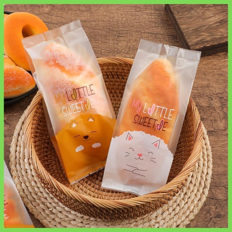 Túi Đựng Bánh Quy Bánh Mì Snack Bánh Dứa Trong Suốt Hoa Văn Mèo Bông Tuyết (SET 50 TÚI)