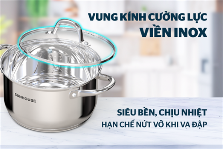 Bộ nồi inox 5 đáy Sunhouse SHG517 - hàng chính hãng