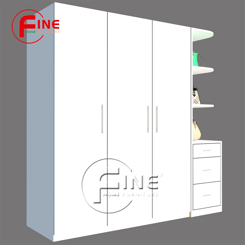 Tủ Quần Áo Sang Trọng FINE FT060T Thiết kế hiện đại, các ngăn tủ rất rộng để xếp gọn và treo quần áo thoải mái