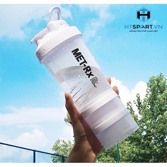 Bình Lắc Đựng Nước Tập Gym Met 3 Ngăn 600ML Cao Cấp Nhiều Màu Chính Hãng