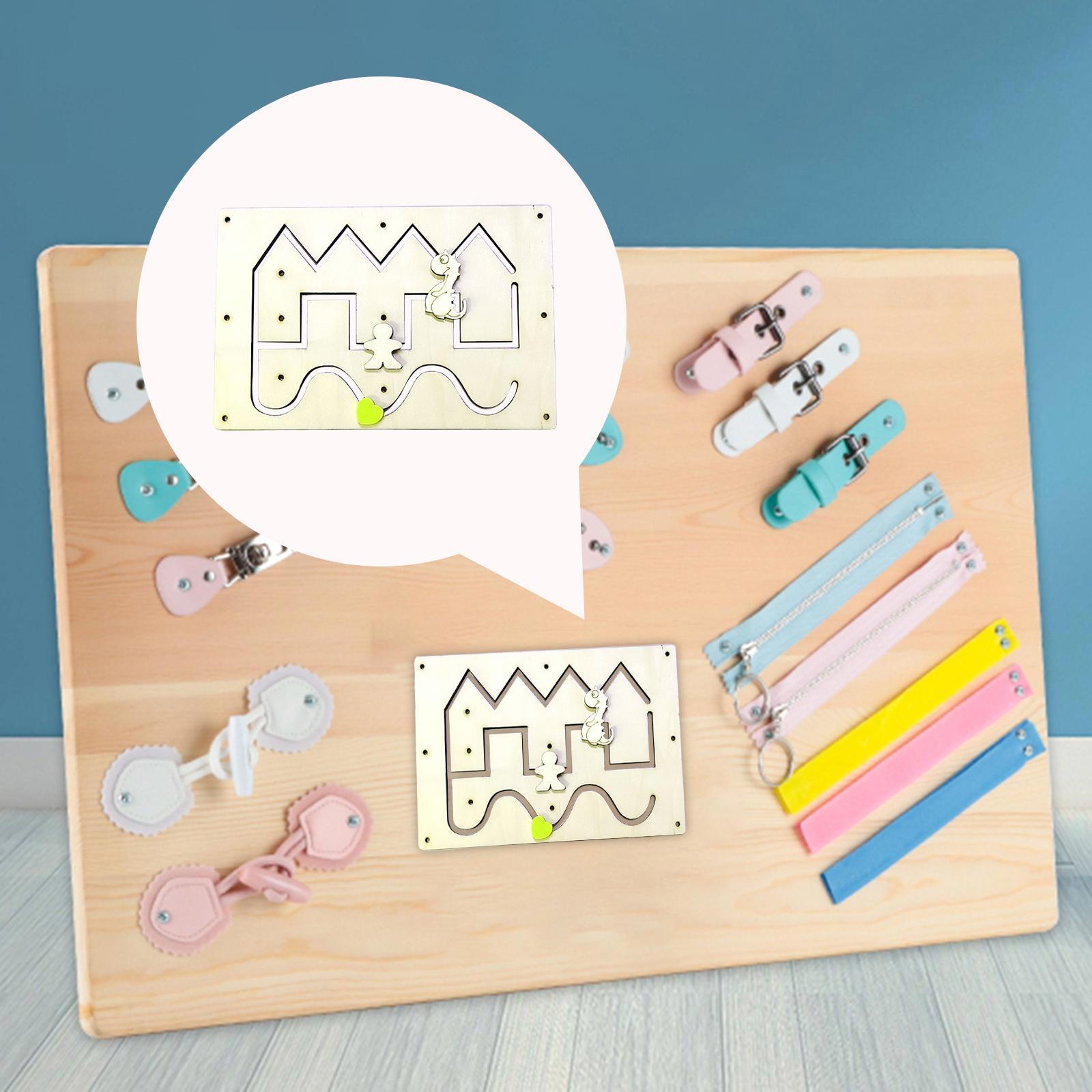 Wooden Busy Board DIY Accessories Multifunctional for Girls Preschool Boys