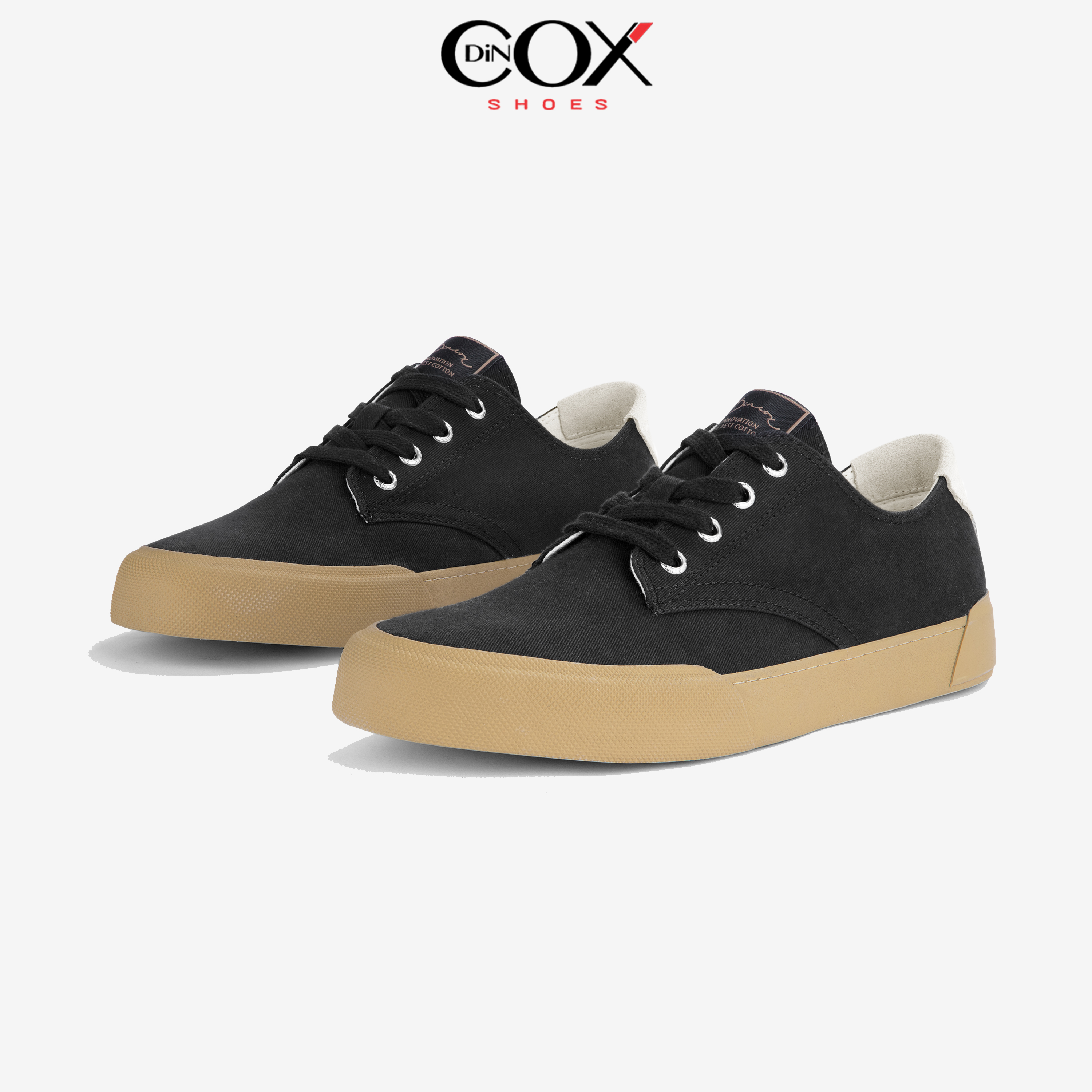 Giày Sneaker Vải Canvas Nam E22 Black Thanh Lịch Dincox