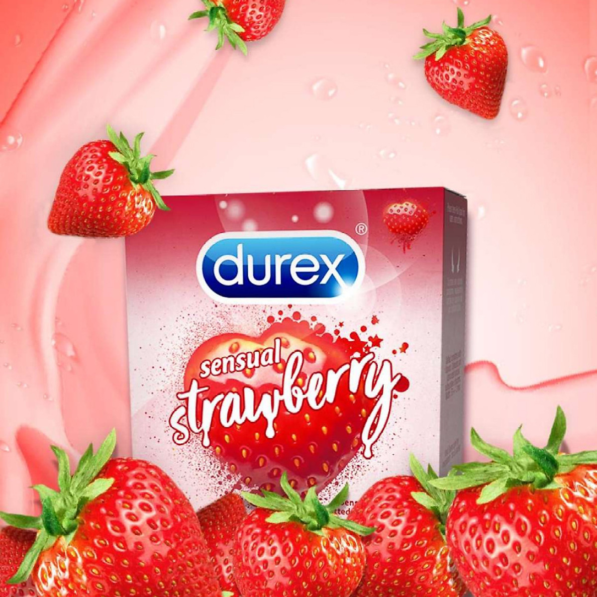 Bao Cao Su Durex Sensual Strawberry hương dâu - QuaTangMe Extaste