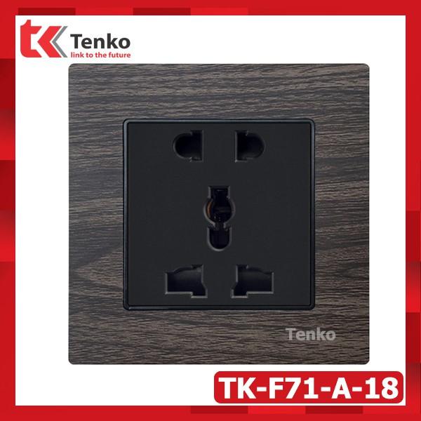 Ổ Cắm 3 Chấu Giả Gỗ Cao Cấp - Chất Liệu Hợp Kim Nhôm - Hàng Chính Hãng Tenko