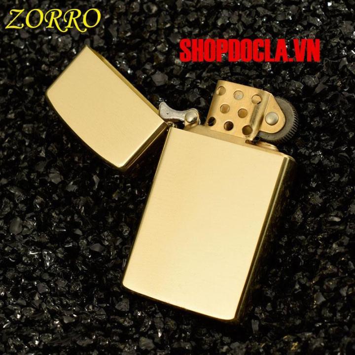 Bật Lửa Zorro Xăng Đá Đồng nguyên khối Zorro slim - mẫu Z909