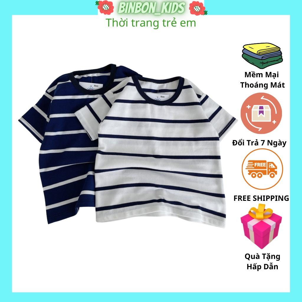 Áo cộc tay trẻ em kẻ sọc chất cotton cực đẹp cho bé trai bé gái (QATE421) từ 8-18kg BINBON KIDS