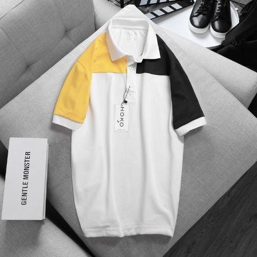 Áo polo nam thời trang FASHION EKING CLOTHING x HOKO thiết kế trắng sọc cổ viền - chất liệu Poli Cá Sấu Xịn Sò