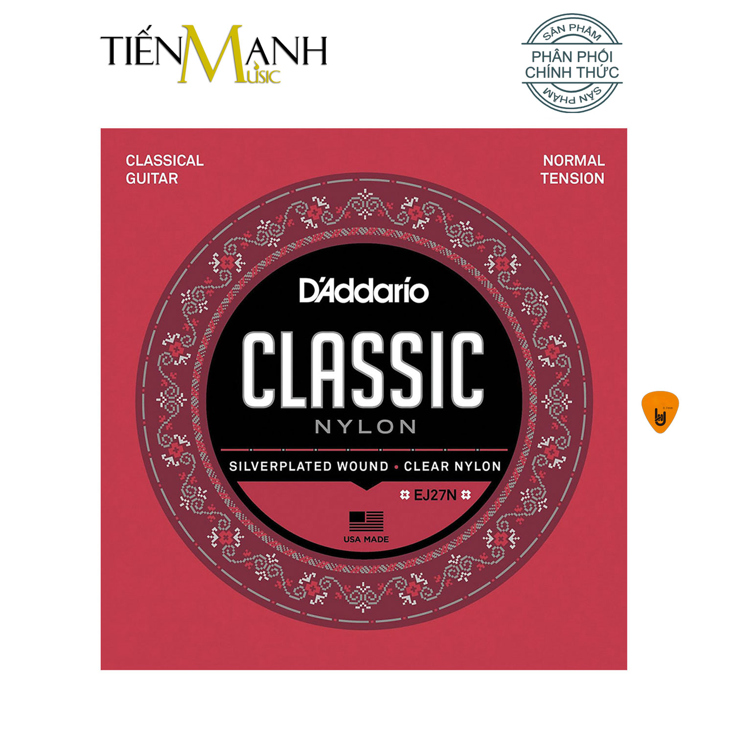 D'Addario EJ27N Bộ Dây Đàn Classic Guitar Silverplated Wound - Clear Nylon DAddario Hàng Chính Hãng - Kèm Móng Gẩy DreamMaker