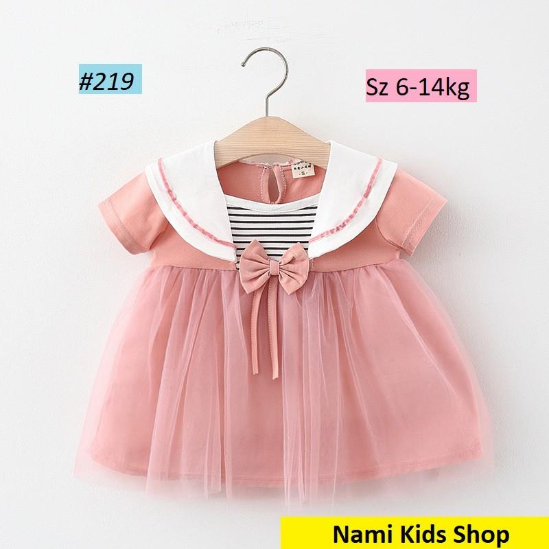 Áo váy thủy thủ đính nơ hàng cao cấp cho bé