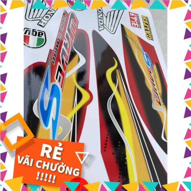 Tem Wave Alpha 2012 mẫu S lửa vàng dán xe đỏ