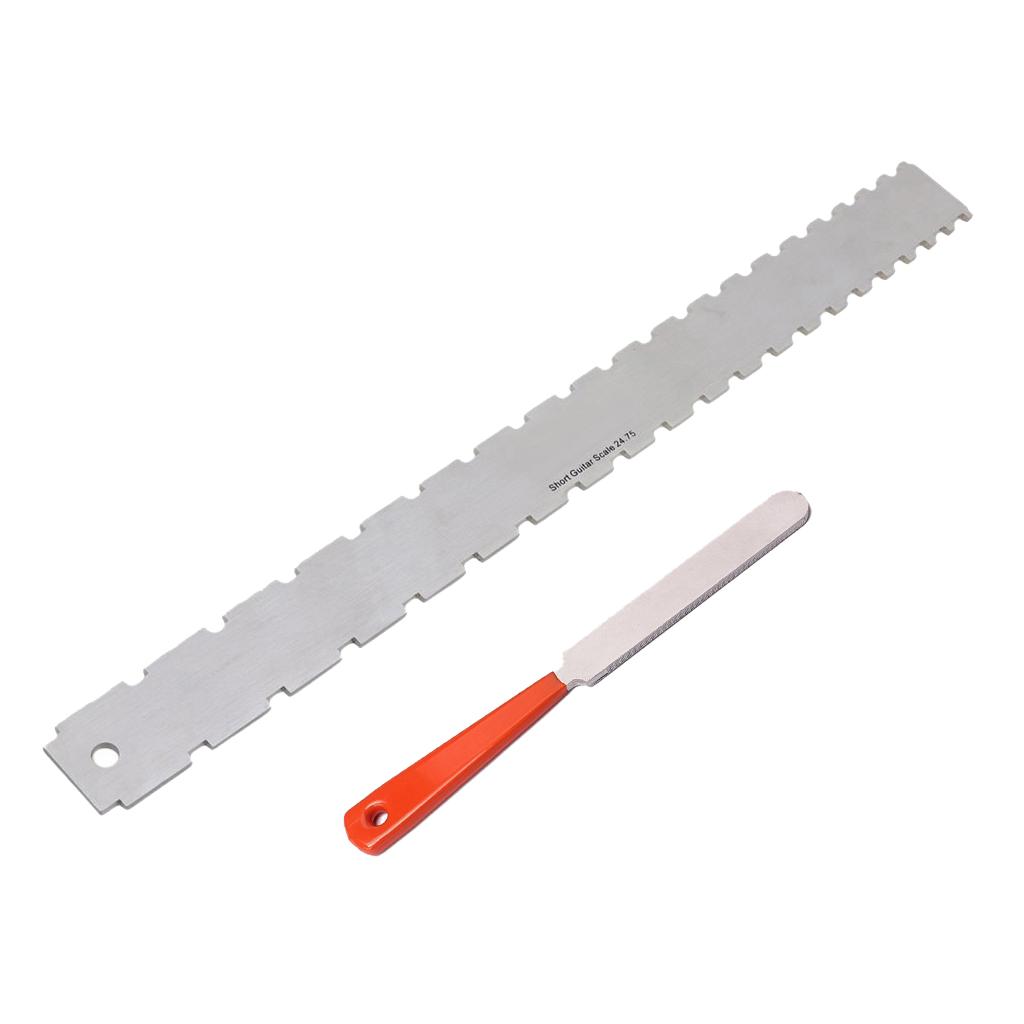 Guitar String Action Ruler + Fret File for Guitar Bass Mandolin Banjo Luthier