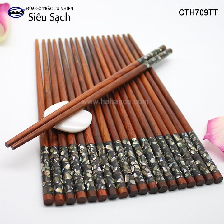 Đũa gỗ Trắc đầu cẩm quy ốc bào ngư Úc ️CTH709TT - Đựng trong hộp sang trọng, có thể mang đi biếu, tặng