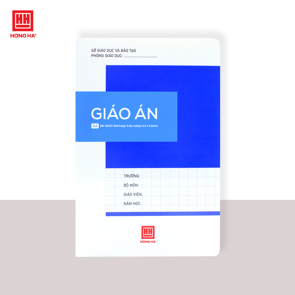 Sổ giáo án 5 ô ly kích thước A4 Hồng Hà 200 trang định lượng 70gsm - 4643
