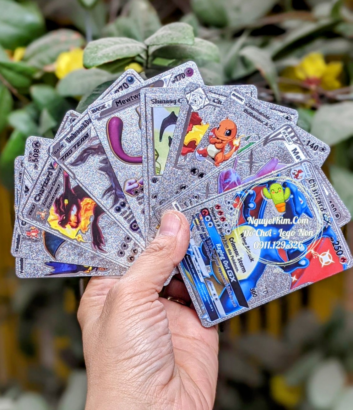 Túi 10 Thẻ Bài Pokemon Vip Cao Cấp Loại Màu Bạc Ánh Kim Vmax GX- Đồ Chơi Sưu Tập