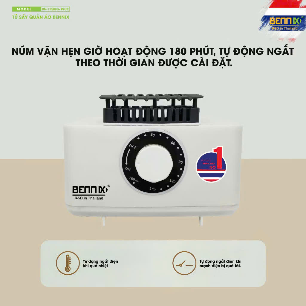 Tủ Sấy Quần Áo cỡ lớn Bennix BN-115Big Plus Công Suất 2300W Bảo Hành 18 Tháng Hàng Chính Hãng