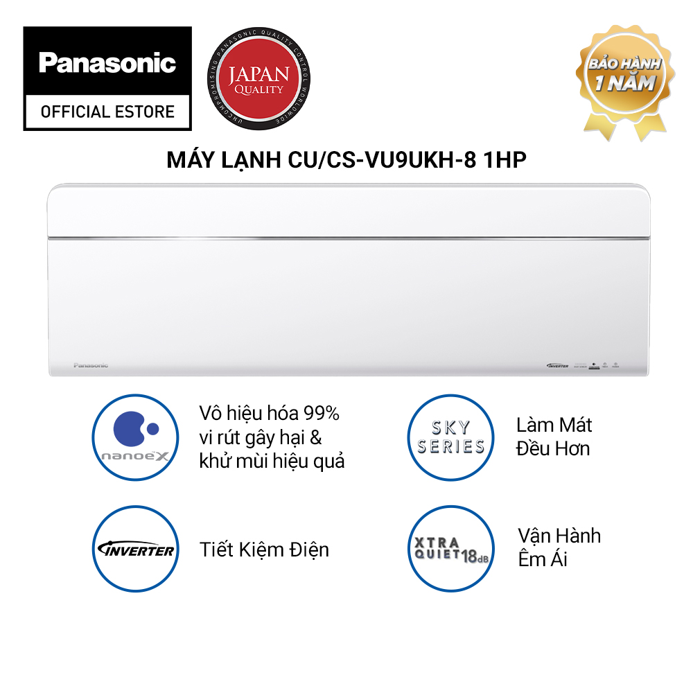 Máy lạnh Panasonic CU/CS-VU9UKH-8 - Một chiều - Inverter sang trọng Sky series - Hàng Chính Hãng