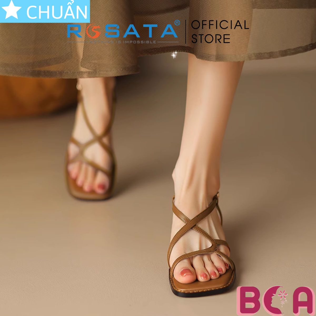 Sandal nữ đế thấp 2 phân RO653 ROSATA tại BCASHOP phong cách thời trang và năng động, trẻ trung