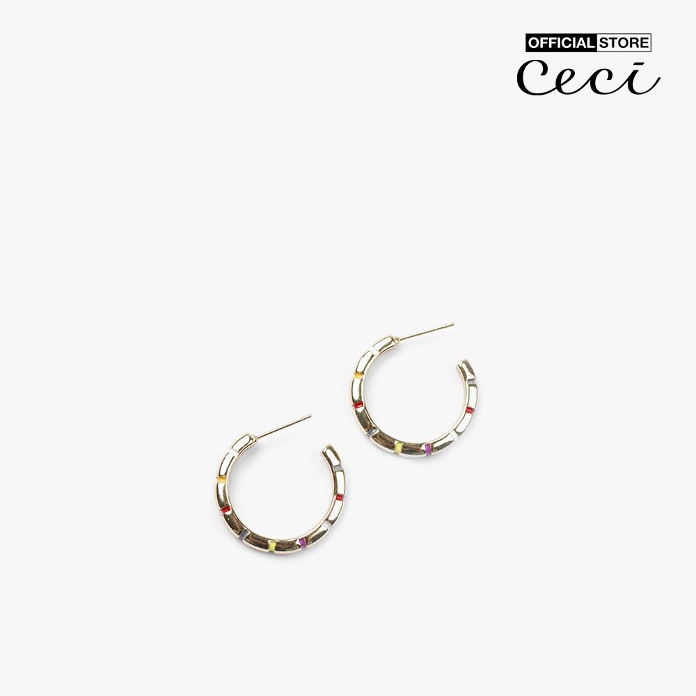 CECI - Khuyên tai nữ khoen tròn dạng hở phối màu sặc sỡ CC1-07000126-27