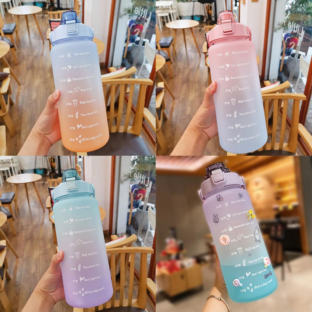 3x Water Bottle BPA Free 68oz 2000ml with Straw Large Capacity for Sport