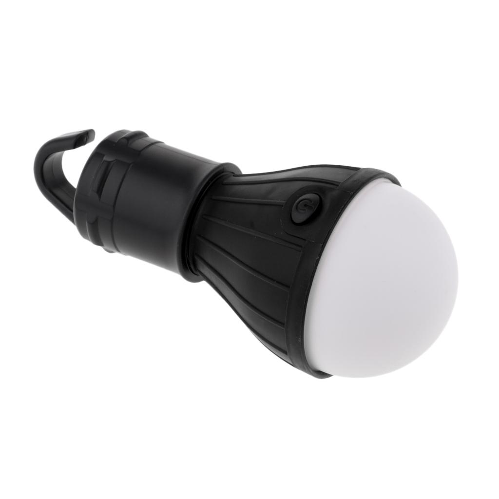 Camping 3 LED Hanging Lantern Outdoor Emergency Tent Lamp Light Bulb Black