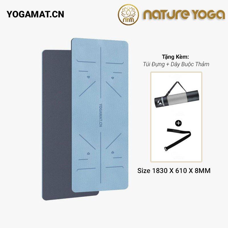 Thảm tập yoga 8mm định tuyến Hoa Sen Kèm túi Đựng